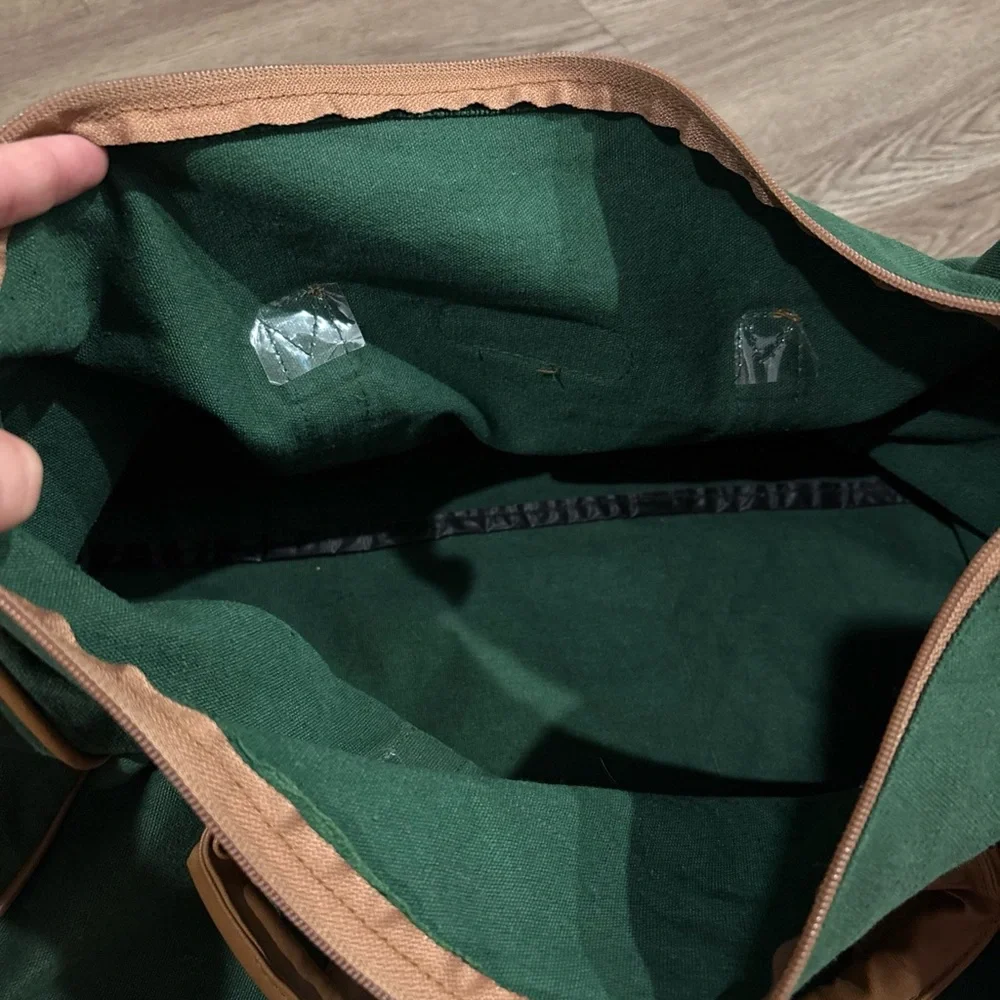 VTG Time Magazine Promotional Lightweight Canvas Zip Tote Duffle Leather Trim